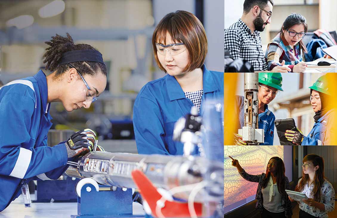 Schlumberger female employees working together.