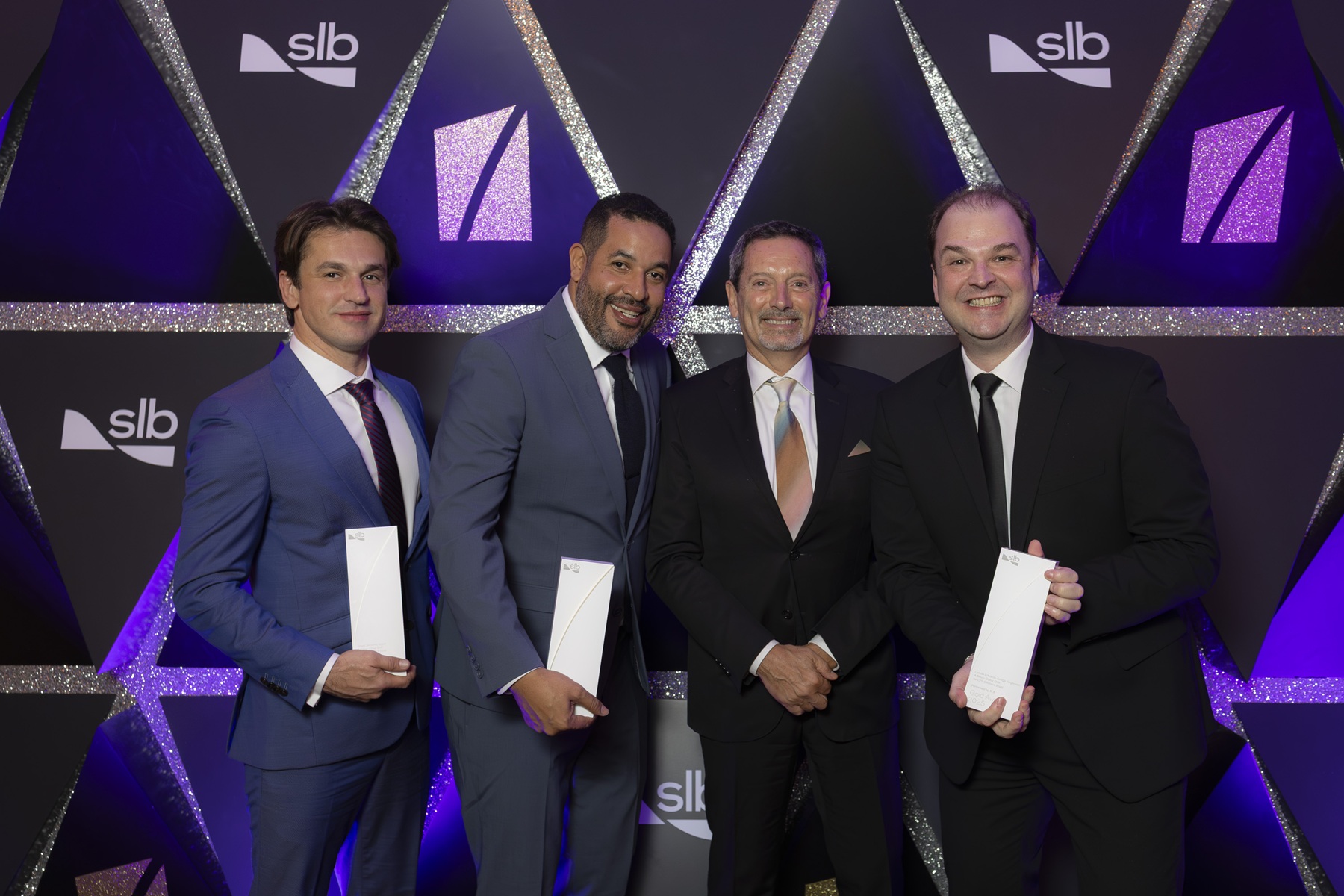 Gold Award Winner: Intelligent Completions in Deepwater Brazil. (Pictured: Ernani Jeronimo Junior, Darwin Florez, Olivier Le Peuch, Camilio Eduardo Zuniga Jurgensen) 